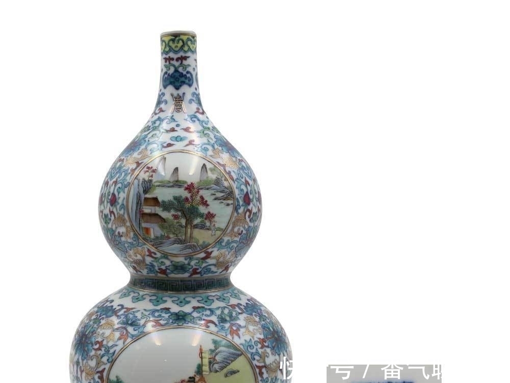 人物故事#凤毛麟角的稀世珍品:斗彩描金开光粉彩人物故事葫芦瓶