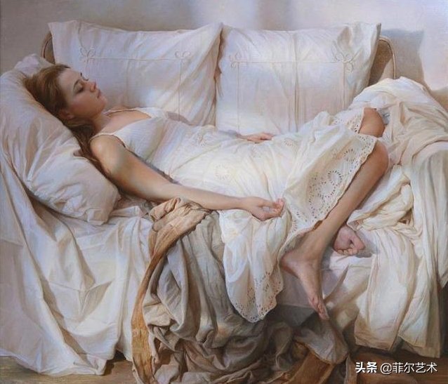 油画#49岁画家笔下的少女人体油画,展现出人体艺术的极限美感