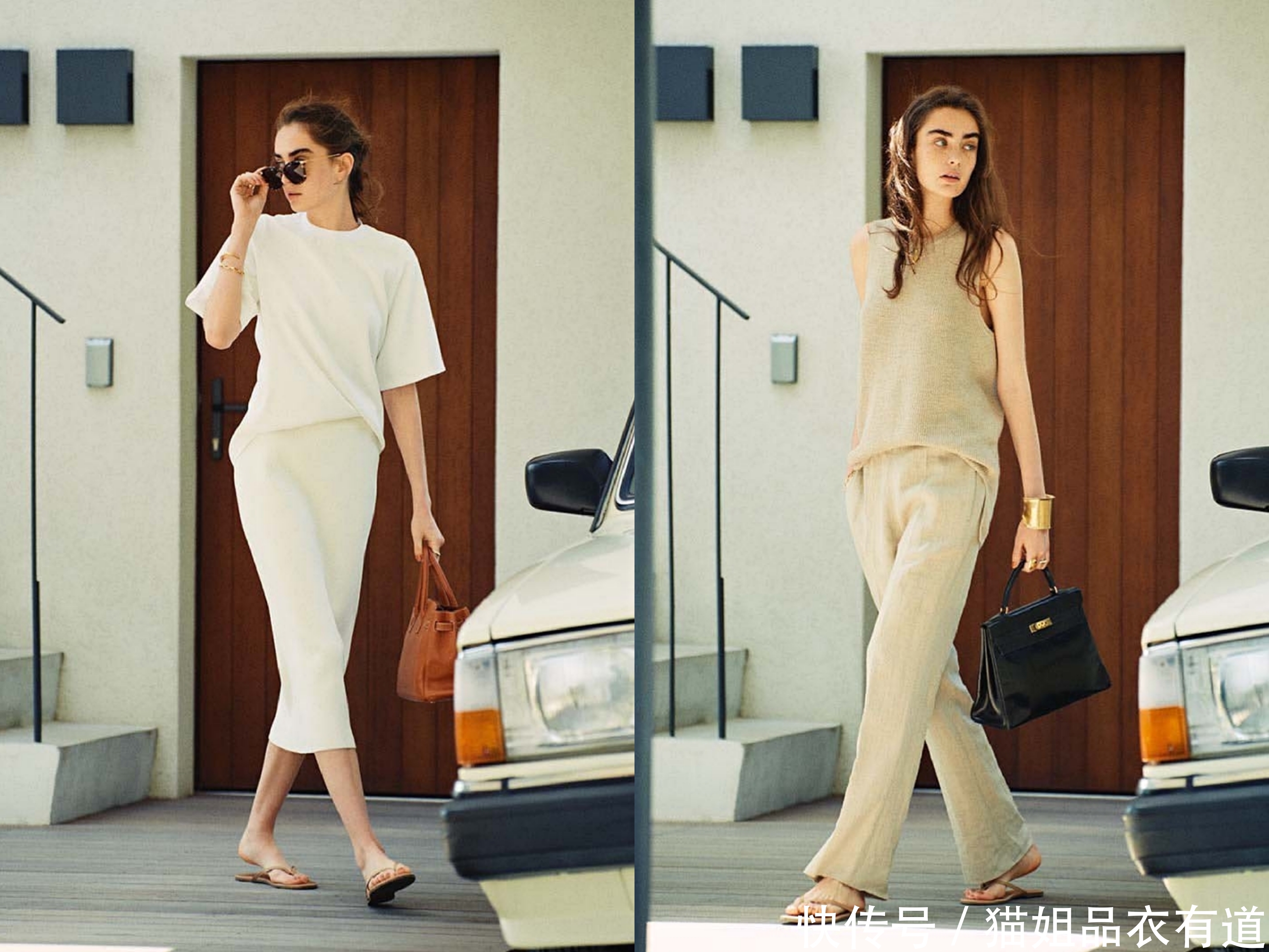 越简单越挑人，参考她的“随性极简风”搭配，全程穿凉鞋，美极了