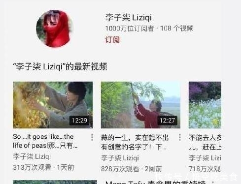 李子柒真长脸 Youtube全球粉丝过亿 视频总播放量超13 3亿 快资讯