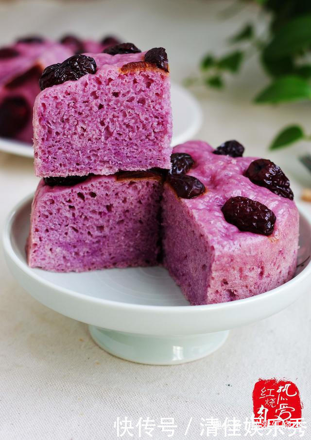 做成|紫薯别总蒸着吃了,加点面粉做成大发糕,蓬松暄软比蛋糕都好吃