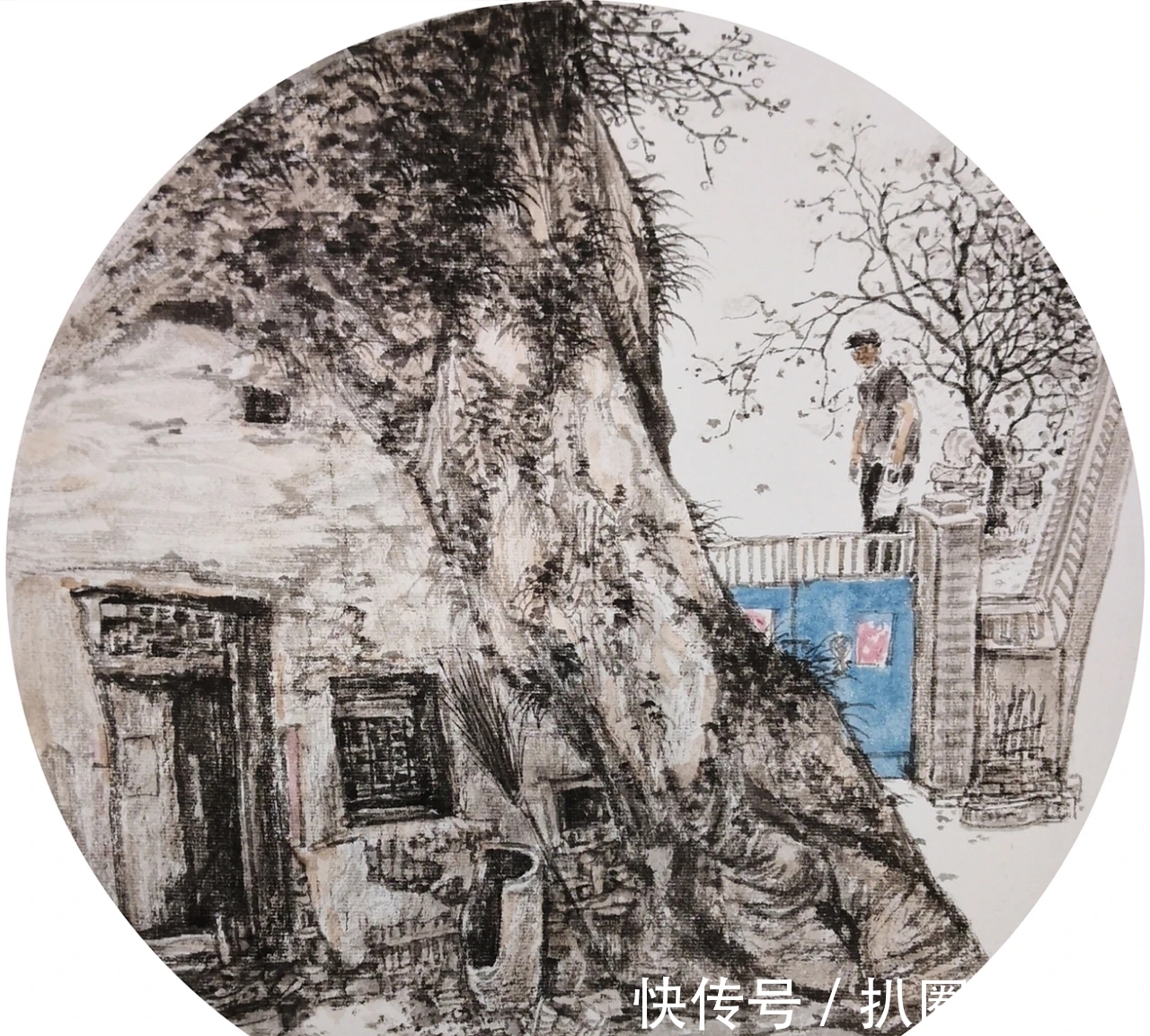 水墨$山水画|他画的水墨乡村系列,笔墨朴实无华,但有鲜活的场景感