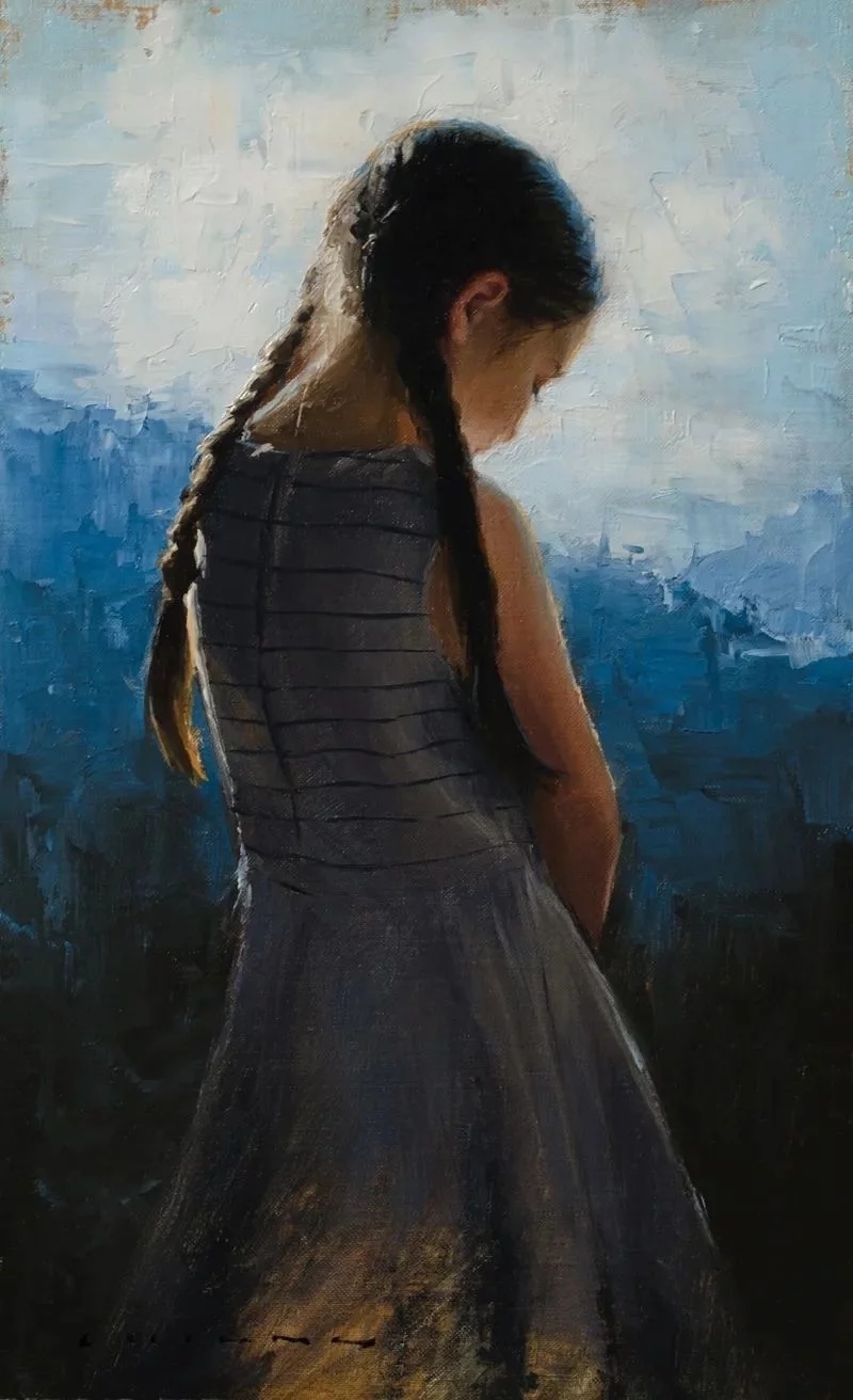 油画#每一幅肖像油画中,凯西·查尔兹都努力捕捉到人类形态的美