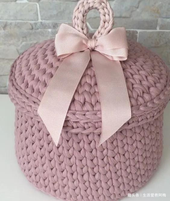 布条这样钩织,快速变收纳筐,放家里不好用吗DIY编织附教程