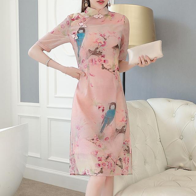 低领|优美旗袍连衣裙,时尚修身,尽显玲珑曲线之美