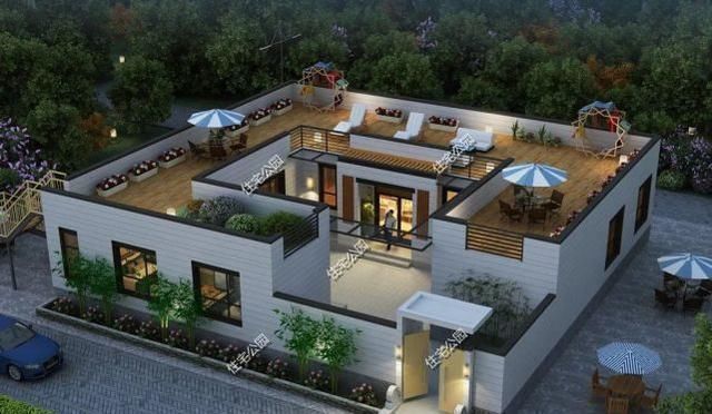 户型|18×16米一层小院,设计一个独特双人屋顶,观景纳凉美滋滋