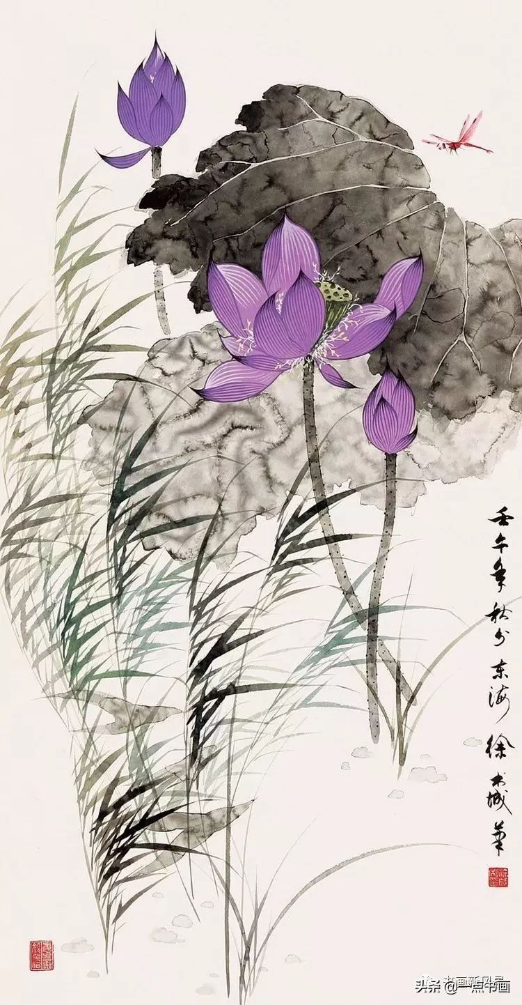 荷花|徐书城画荷花，工写结合，别具一格