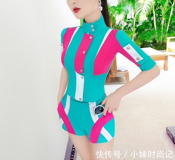 运动|超级性感的运动短款套装,时尚显瘦收腰
