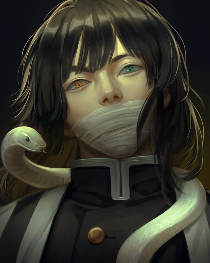 祢豆子|用写实画风打开鬼灭之刃,伊之助颜值崩坏,被蛇柱的眼神帅到了