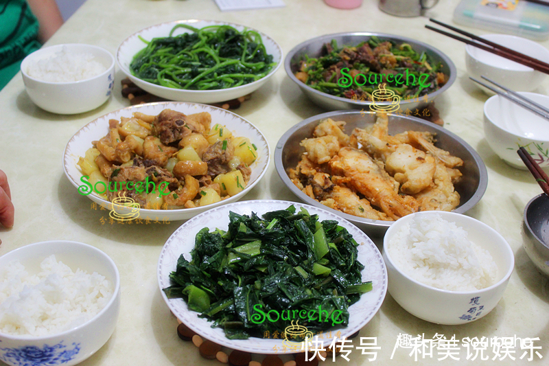 婆婆和小姑来吃饭，做了五道家常菜，花了30元，荤素搭配，实惠