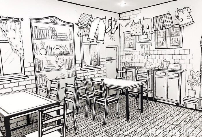 速写本|俄罗斯网红打卡地2D咖啡馆,好像走进漫画,里面待久了人都不好了