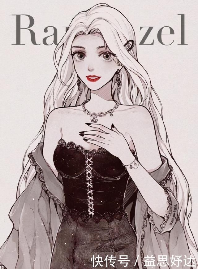 艾莎|当迪士尼公主换一种画风,艾莎是最美的那个,爱丽儿公主温婉如玉