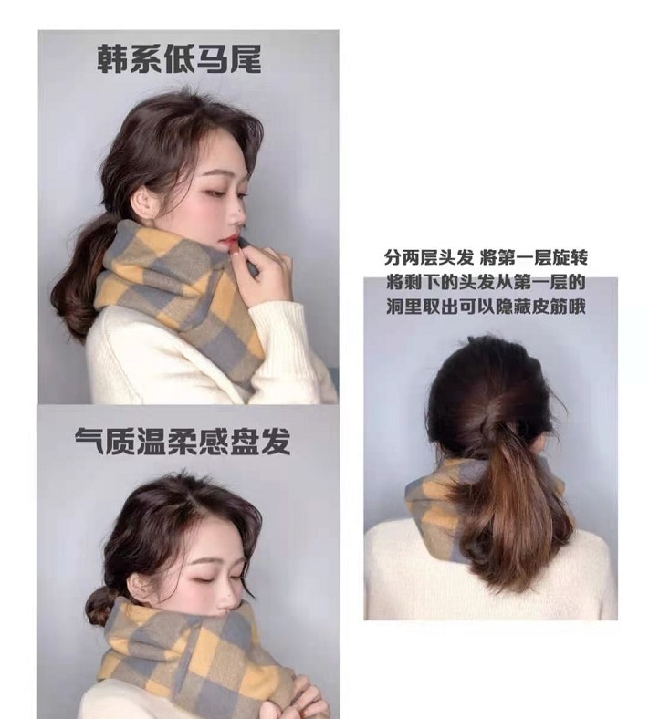 刘雯穿一身黑,配上拼色围巾,将头发盘起来干净利落又保暖