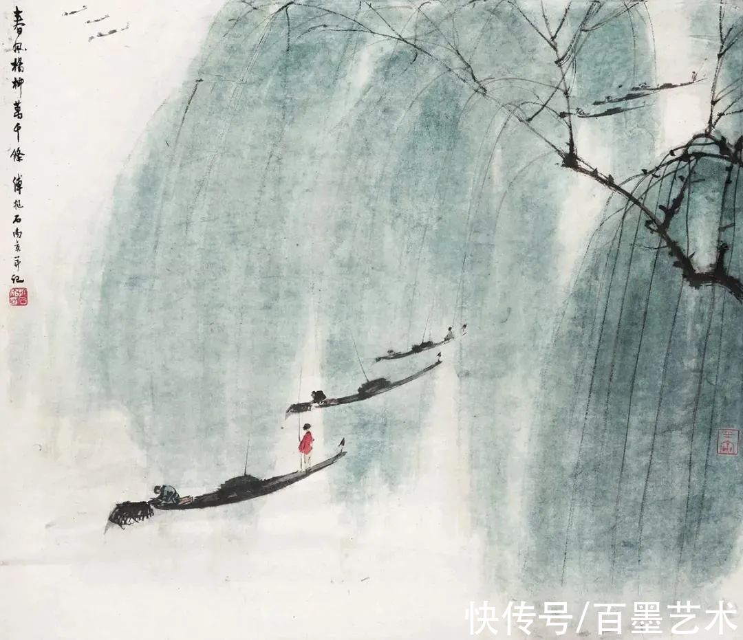 郑午昌@春风拂柳，春意浓！大师笔下的春柳太美了