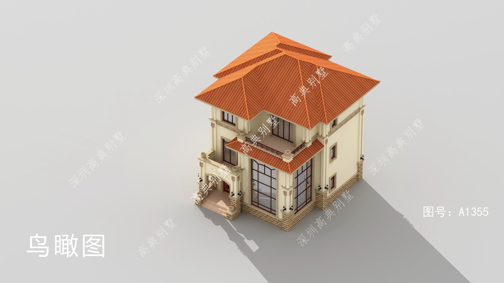 别墅|定制设计的欧式别墅，占地方正，多窗多露台，观景方便。