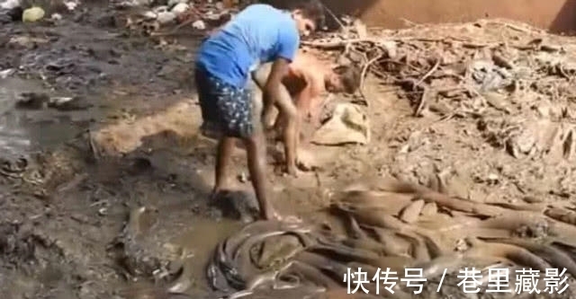 男子将水沟里的水抽干，旁人觉得可疑，结果大开眼界