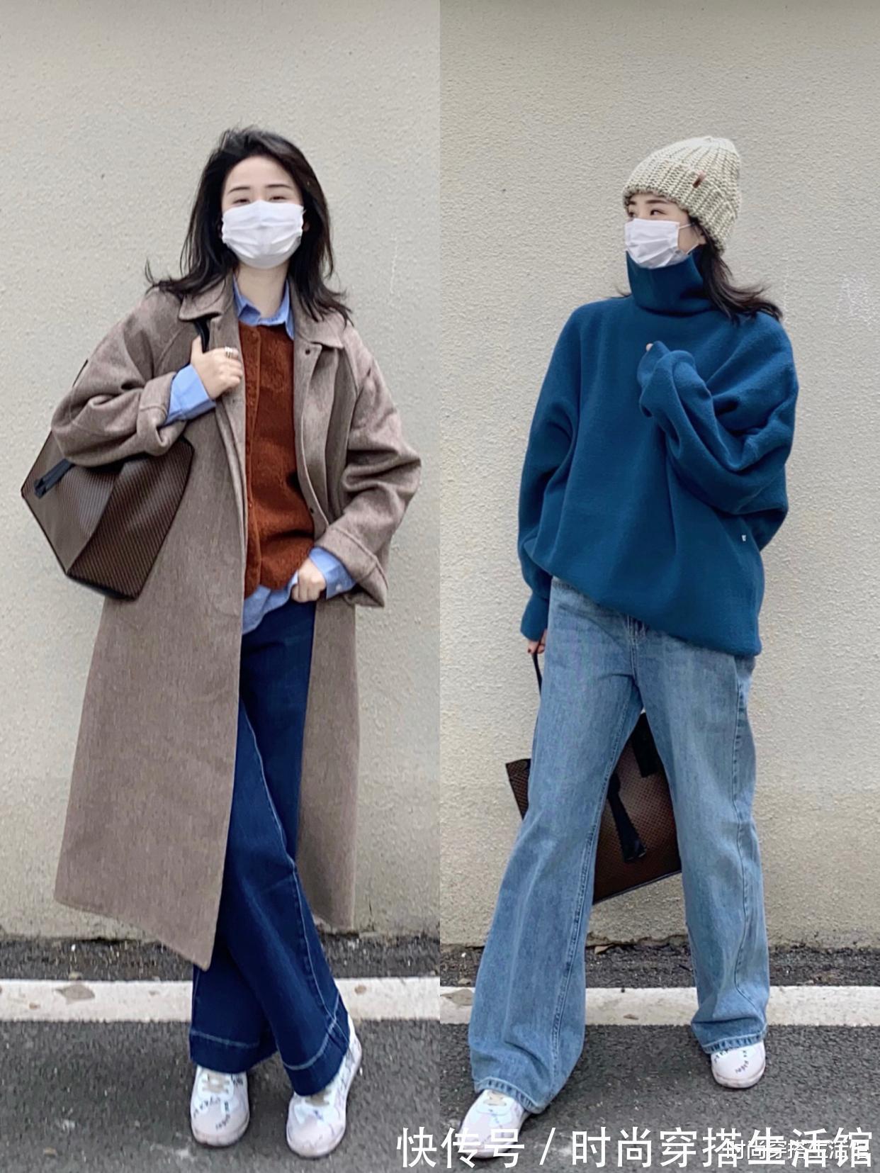 牛仔裤 降温后别再随便穿了,试试“长外套+九分裤”,时髦耐看又大方