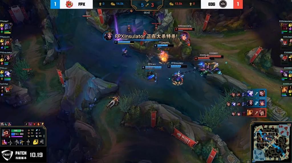 FPX|LOL：FPX战胜EDG刺客妖姬发挥惊艳，地下室第一中单倒了！