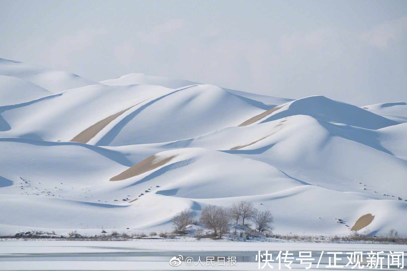 雪景|罕见美景！塔克拉玛干沙漠雪景宛若童话