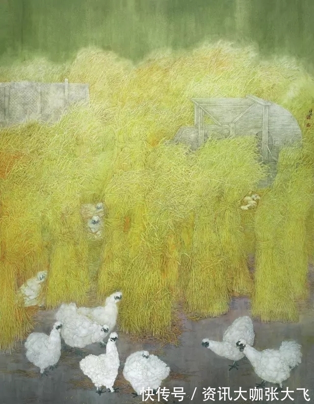 乡土|中国画|邓伯元的花鸟画,极富乡土气息,他笔下的鸡,栩栩如生!