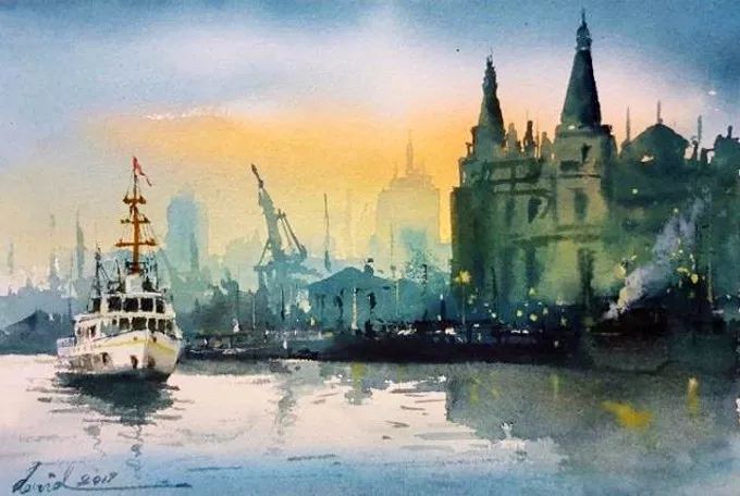 画面!极具美感的蓝绿水彩色调,如此画面,令人爱不舍手