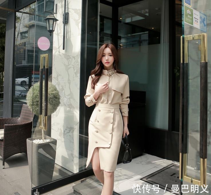 风衣|晴天美图孙允珠:丽都时尚巴黎浅棕轻束领风衣!