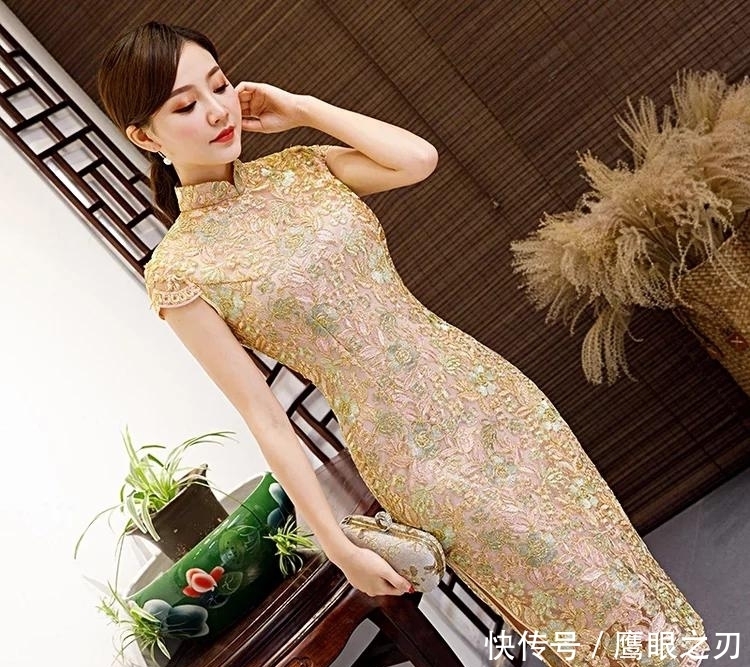 奢华复古，镂空绣花中长旗袍，流露与众不同含蓄美！