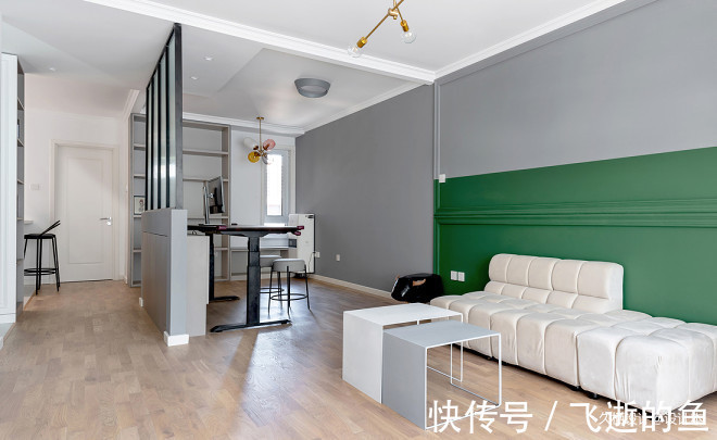 隔断|少见100㎡三居改两居，大胆配色尽显高级