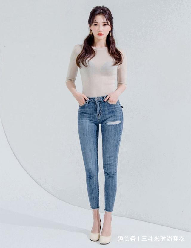 高跟鞋 牛仔裤穿出清爽感觉,自然随意穿着舒适,长腿清新自然迷人!