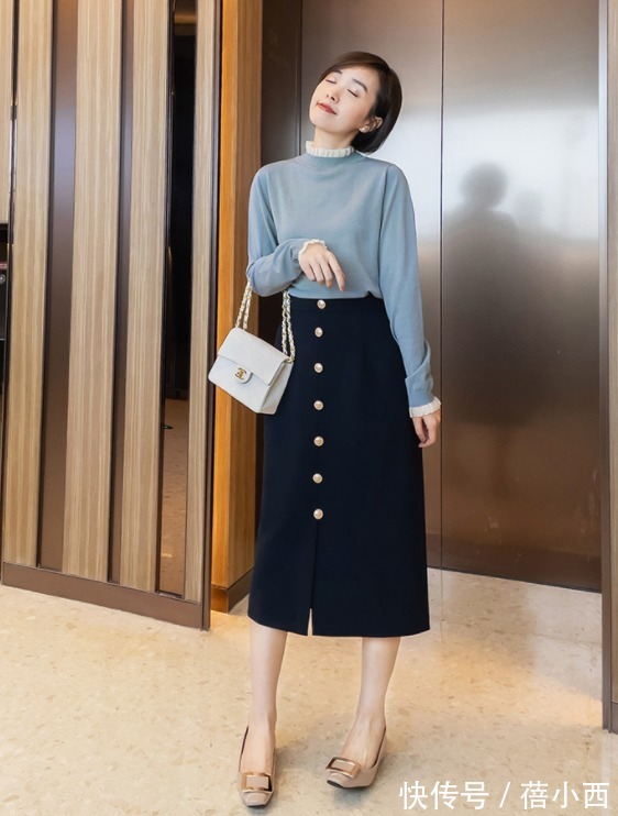 针织衫 中年女性多备这3条半身裙,搭配衬衫、针织衫、西装,都显高显瘦