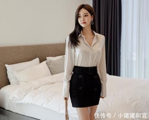 真丝|娉婷翻领真丝顺滑长袖衫搭配束腰包臀裙,展现孙允珠卓越多姿