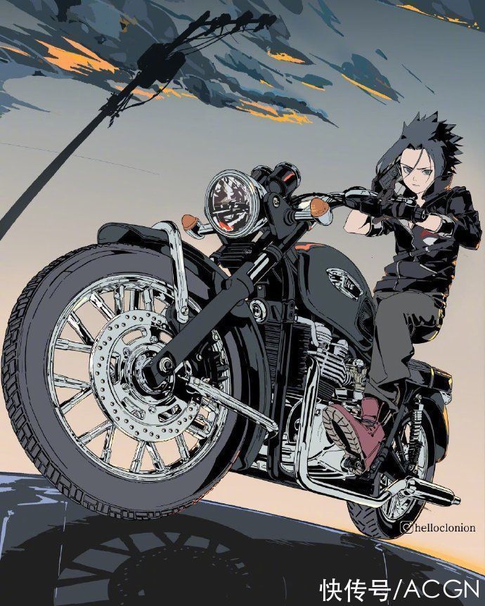 鸣人|这位画师笔下的火影忍者太潮了,鸣人佐助摩托车都骑上了,帅啊