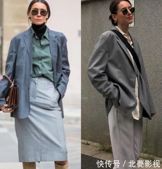深灰色|早秋最时髦的配色：“浅灰+深灰”，气质高级，谁看了不说一声绝