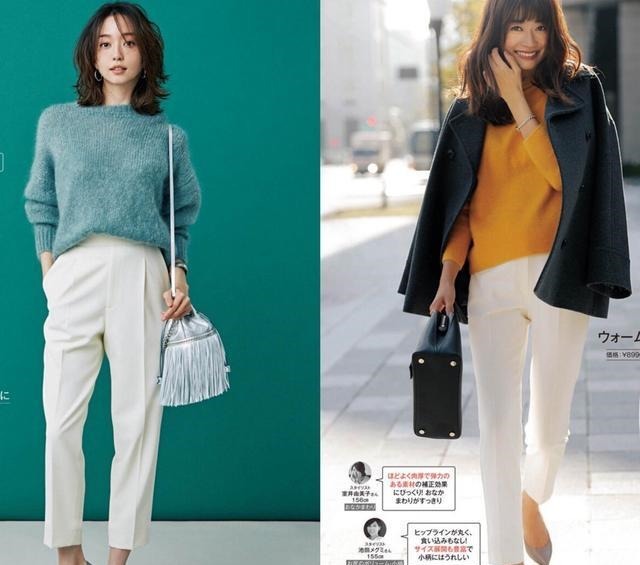 上衣 一条白色裤子，让秋冬穿搭变“轻盈”！