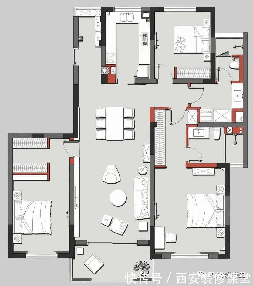 收纳|170㎡极简新中式,三口之家