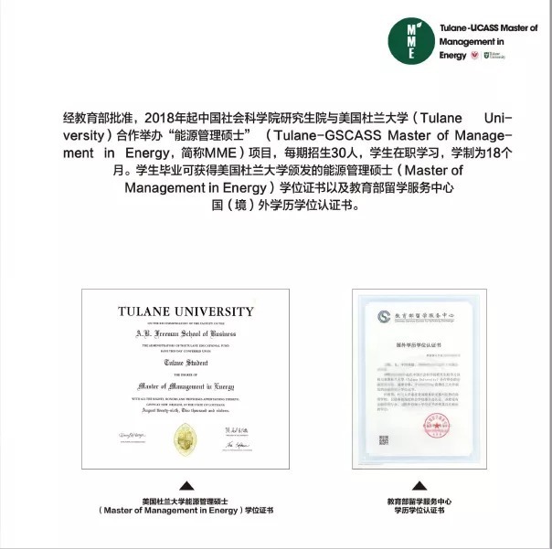 招生|中国社会科学院大学（研究生院）-美国杜兰大学能源管理硕士MME2021级招生简章