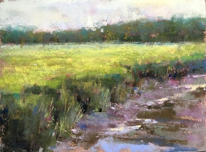 美国#美国艺术家阿奎尔柔和的风景油画,画里充满了阳光温馨美好