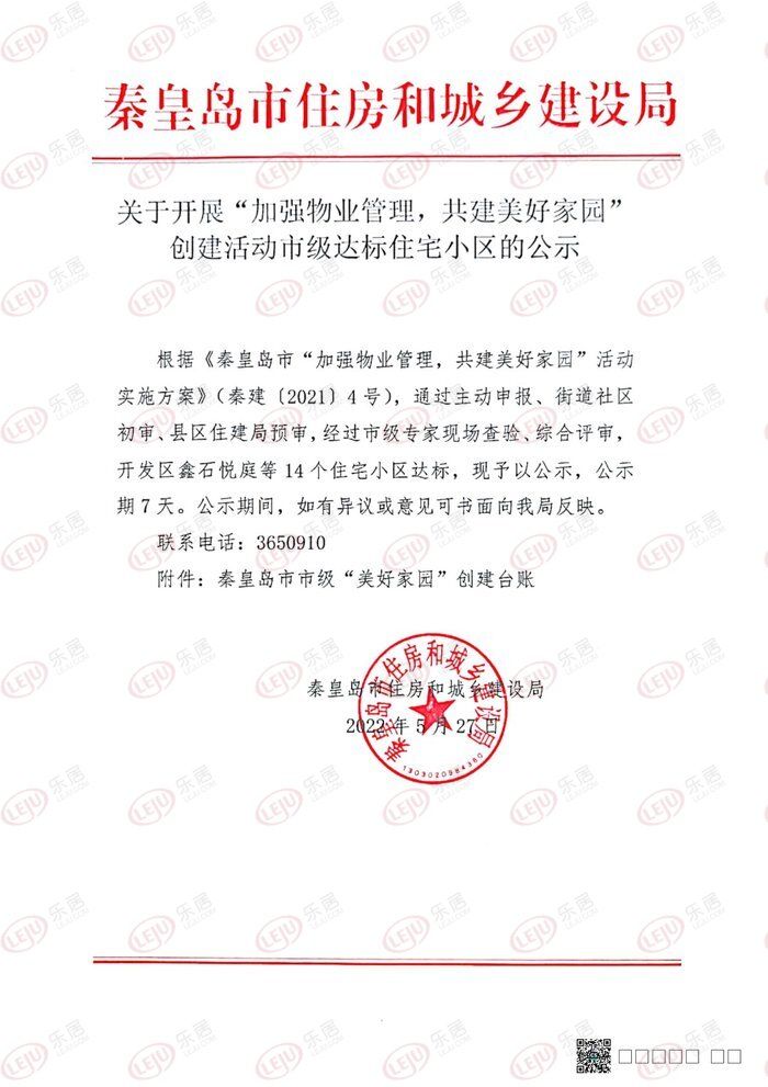 物业管理|秦皇岛加强物业管理活动市级达标住宅小区名单出炉！14个小区上榜