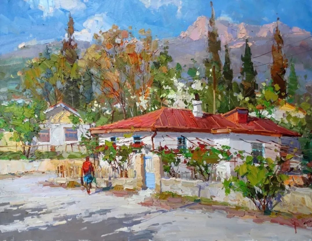 露台&不起眼的房子、简单的露台、普通的小路 他都画得如此出彩!