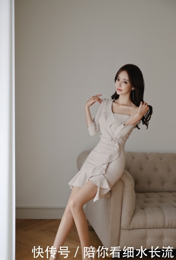 对称|孙允珠:珍珠不对称斜肩奶油礼裙,柔美而细腻,更添名伶淑女风采