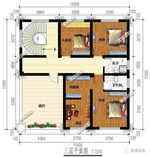 挑空|11×11米，建房尺寸相同的两栋别墅，带挑空客厅均很大气