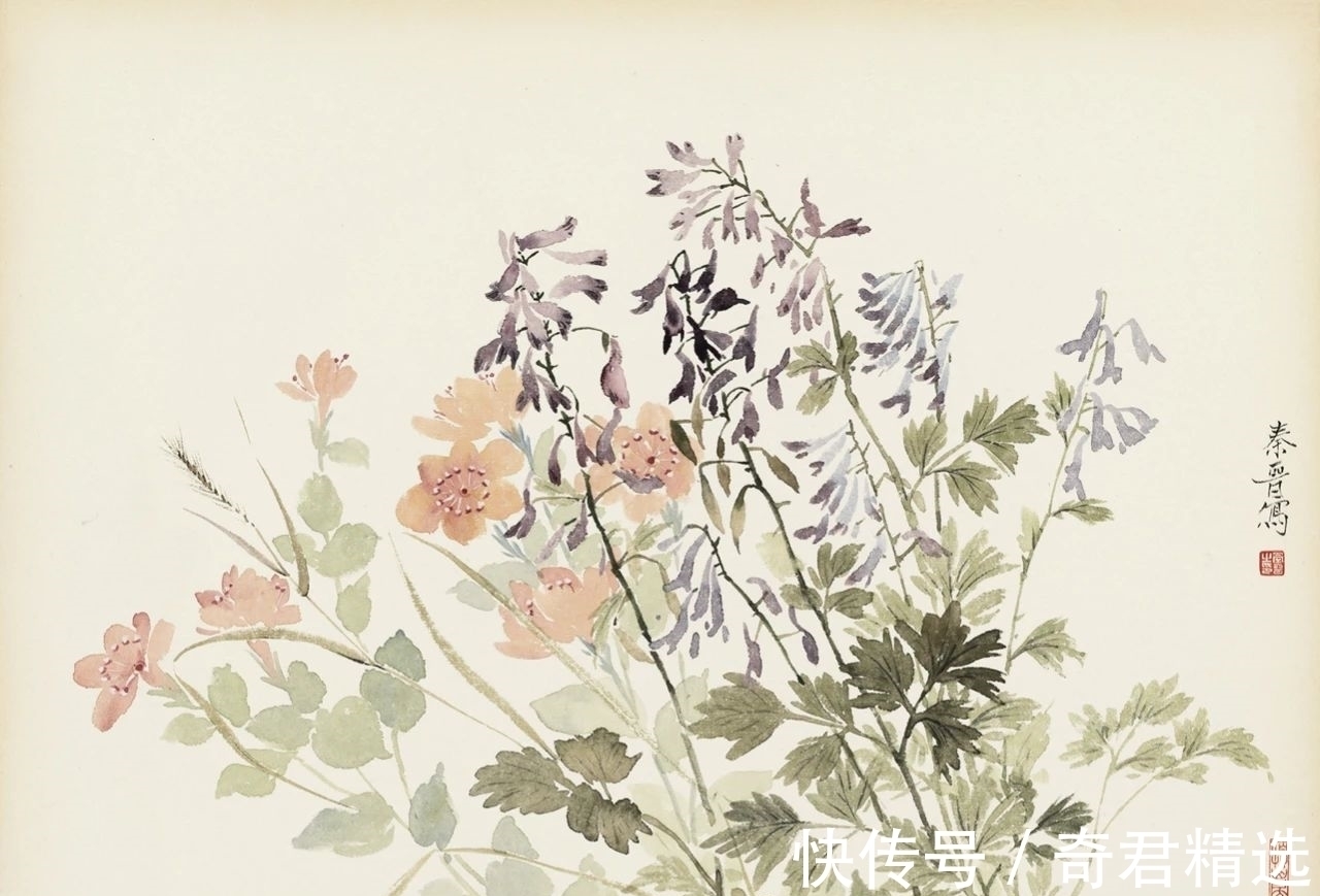 西安美术学院@「津门网」用没骨法绘制花卉,这极其考验画家对笔墨色彩的把控