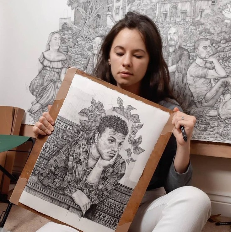 针管笔$全球最抠女画家,用针管笔惊艳世界,这细节和线条让人惊叹不已!