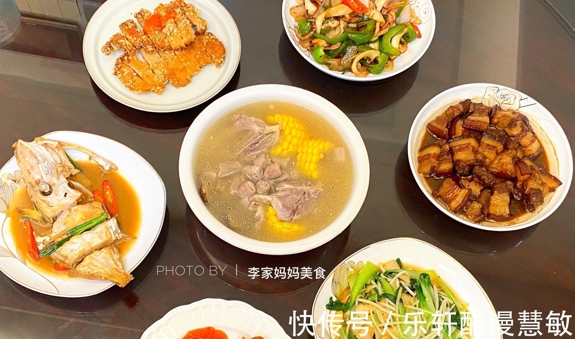 家常|福建一家5口人的晚餐火了,6菜1汤,简单家常,网友能蹭饭吗