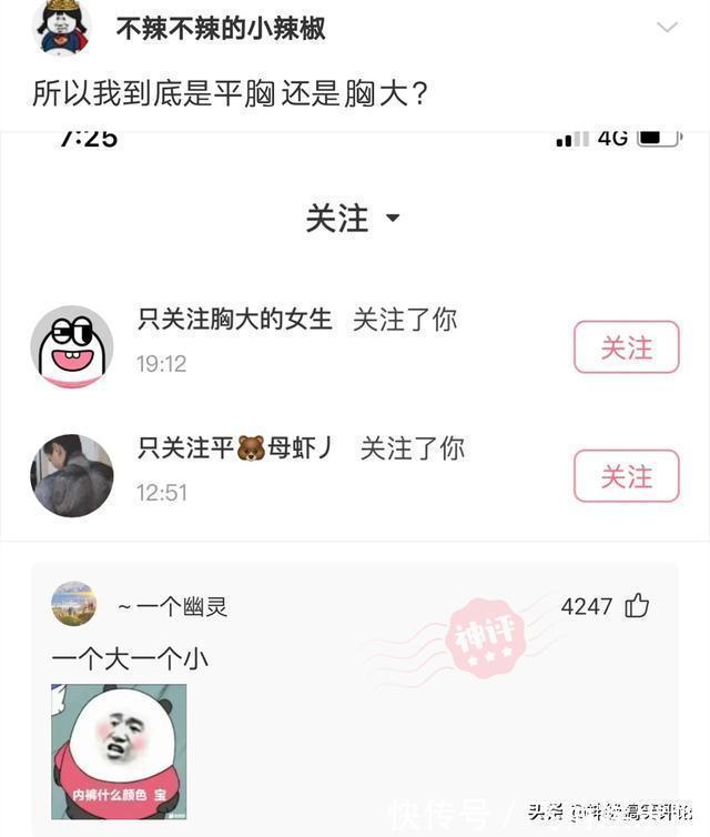|今日搞笑神评:搞不明白,我到底是平胸还是胸大?太矛盾了