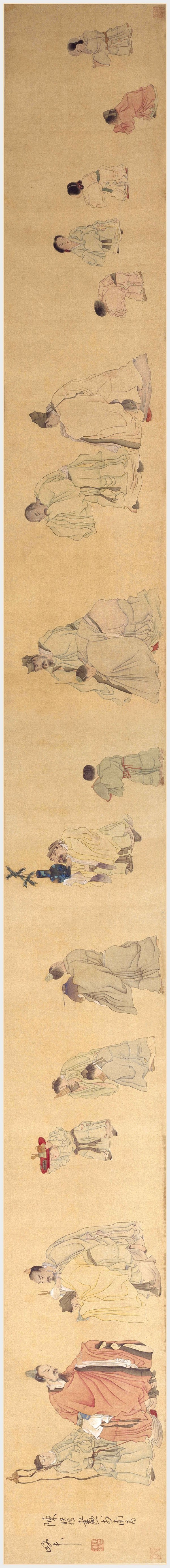 衣纹|『历代名作』陈洪绶《晋爵图》卷，深得古法，渊雅静穆