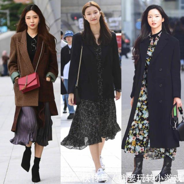 现在流行外套+裙装，看韩国女生“养眼街拍”，信手拈来最时髦