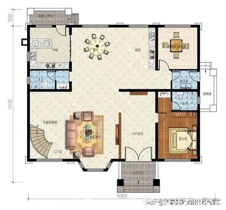 定制|四川遂宁三层欧式豪华别墅定制设计图纸 农村建房图 带旋转楼梯