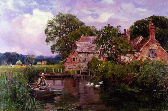 耶德金!诗情画意的田园生活,英国印象派画家耶德金的唯美油画