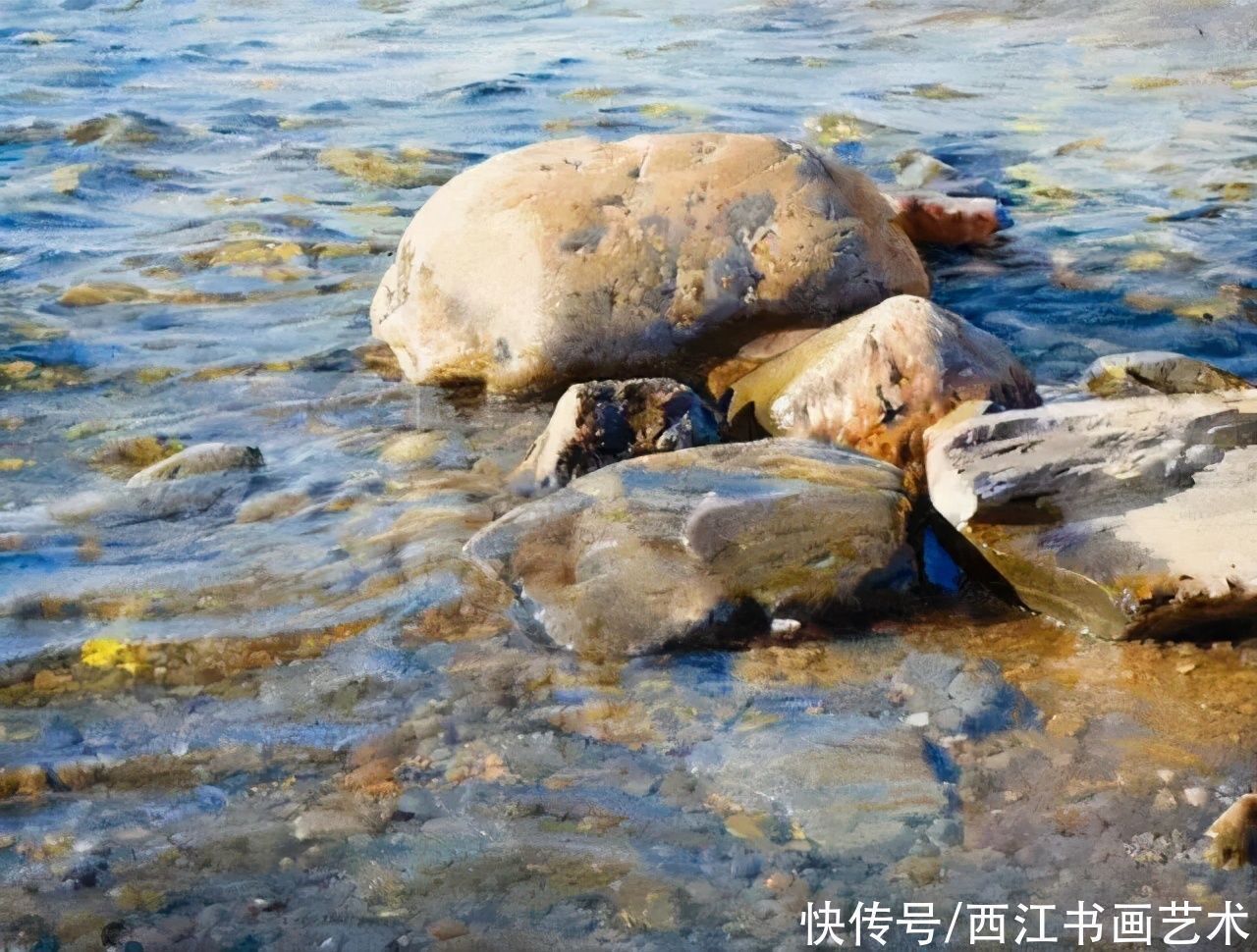 克拉科夫$这位瑞典水彩画家把海边的石头质感画得好极了